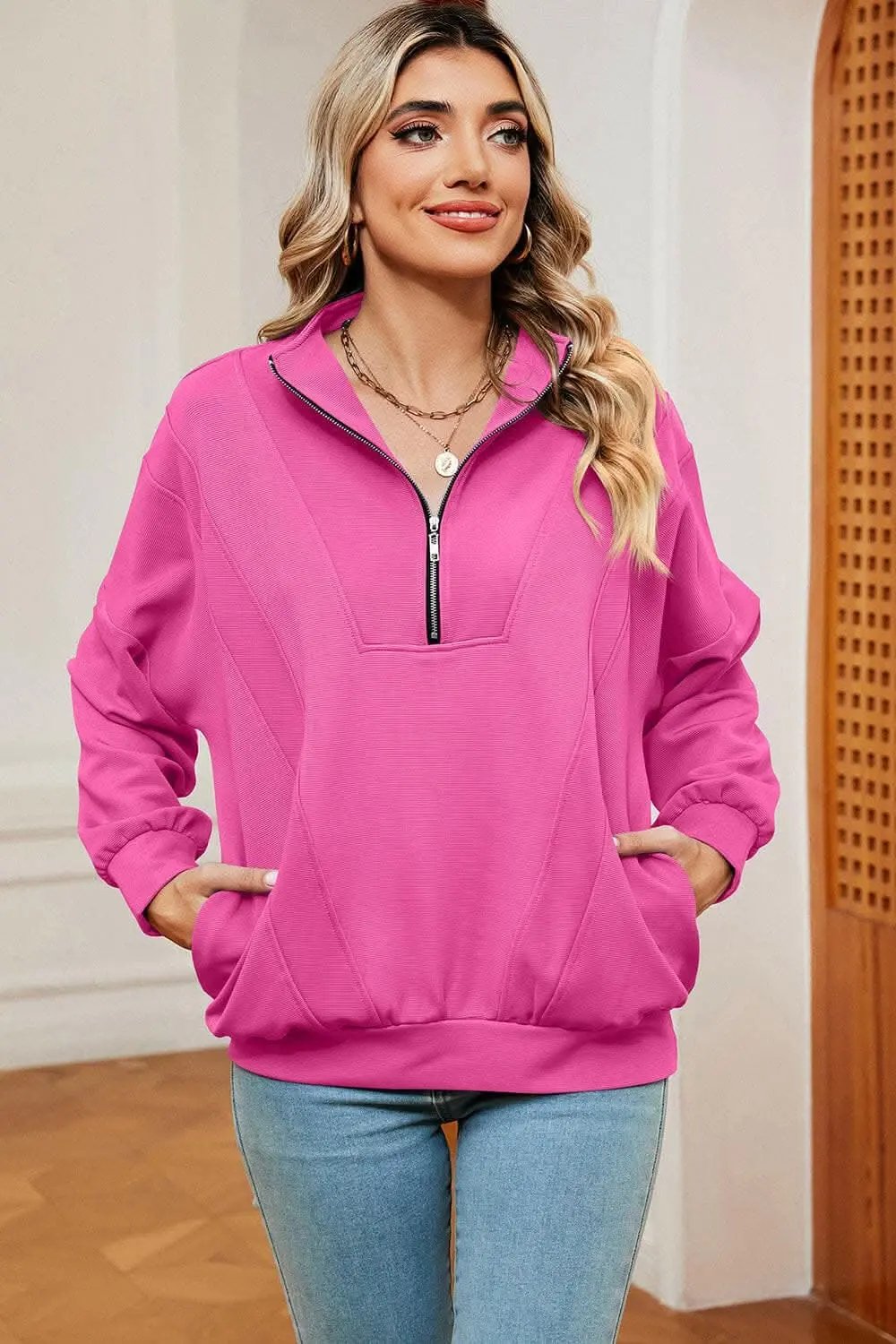 Half-Zip Sweatshirt Women's — Casual Comfort Pullover