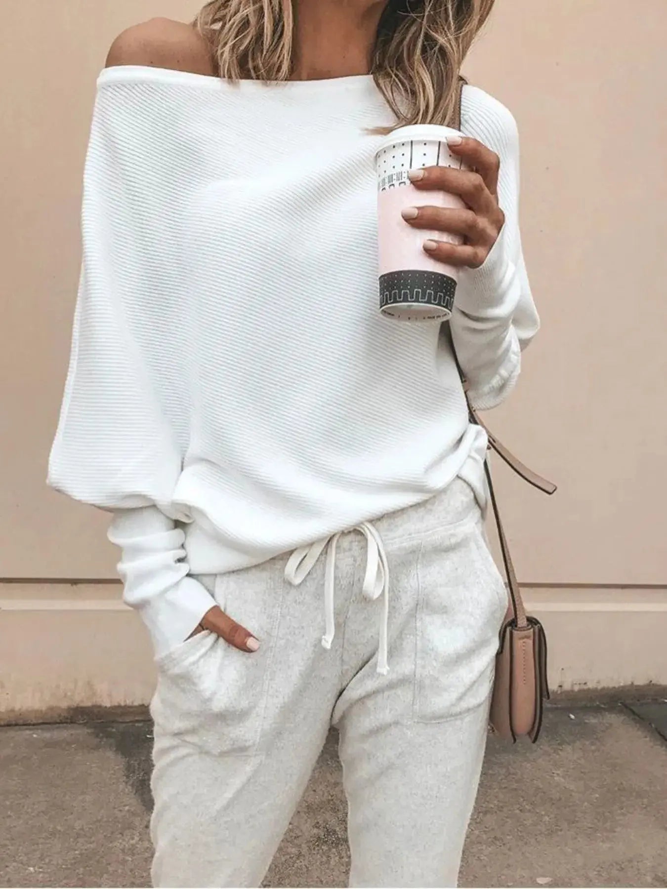 Full Size Ribbed One Shoulder Sweater