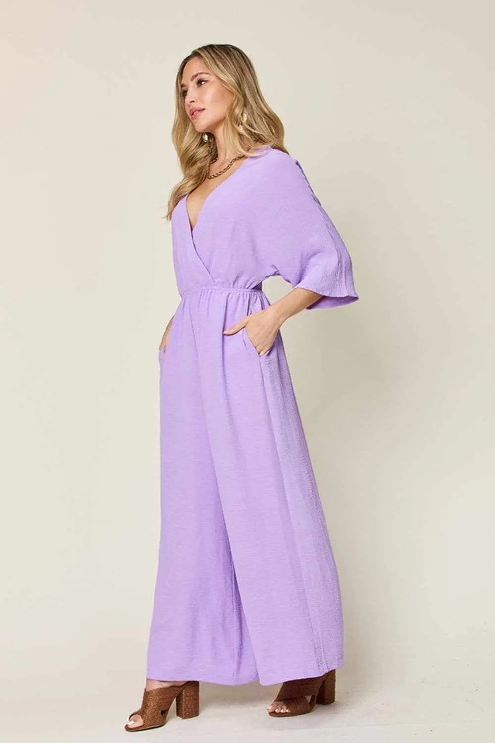 Trendsi Surplice Wide Leg Jumpsuit - Chic & Elegant
