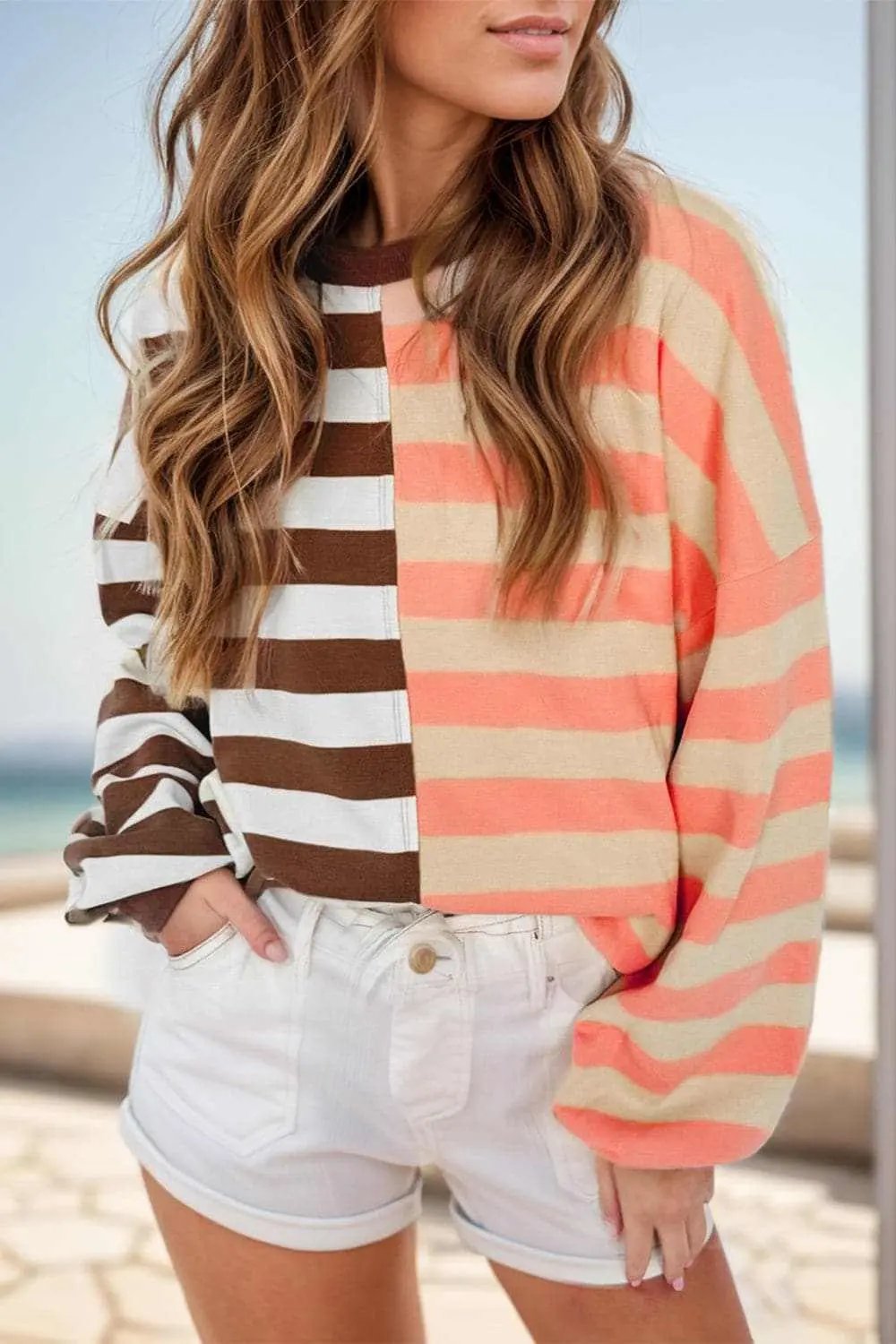 Sweatshirts & Hoodies Trendsi Casual Striped Sweatshirt - Opaque