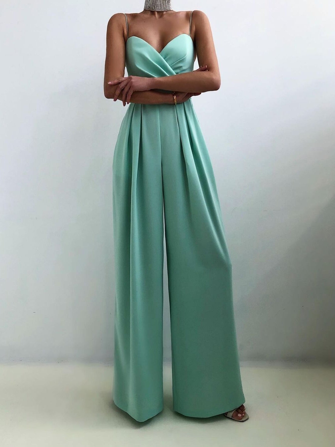 Full Size Spaghetti Strap Wide Leg Jumpsuit