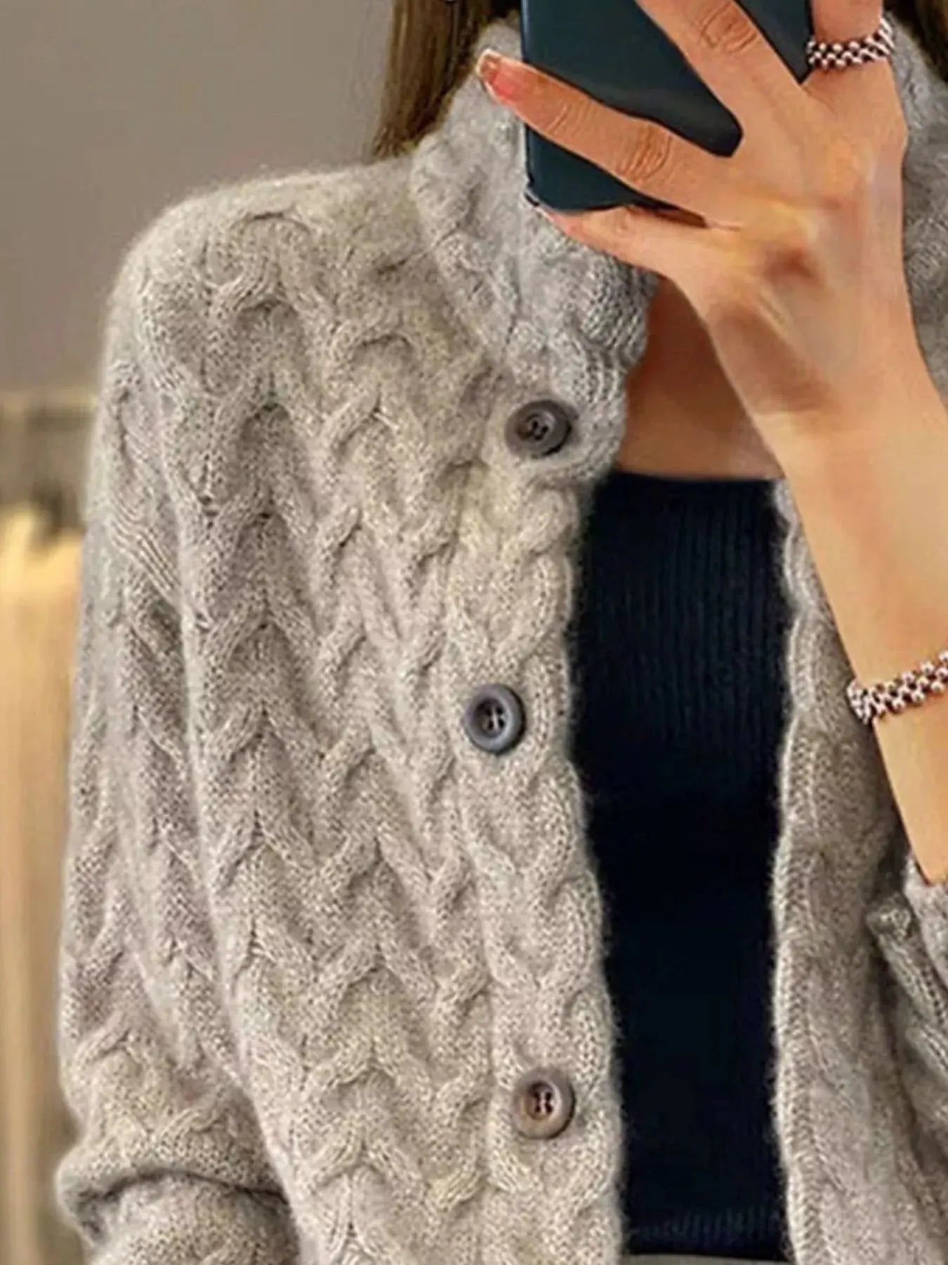 Textured Knit Button Down Cardigan