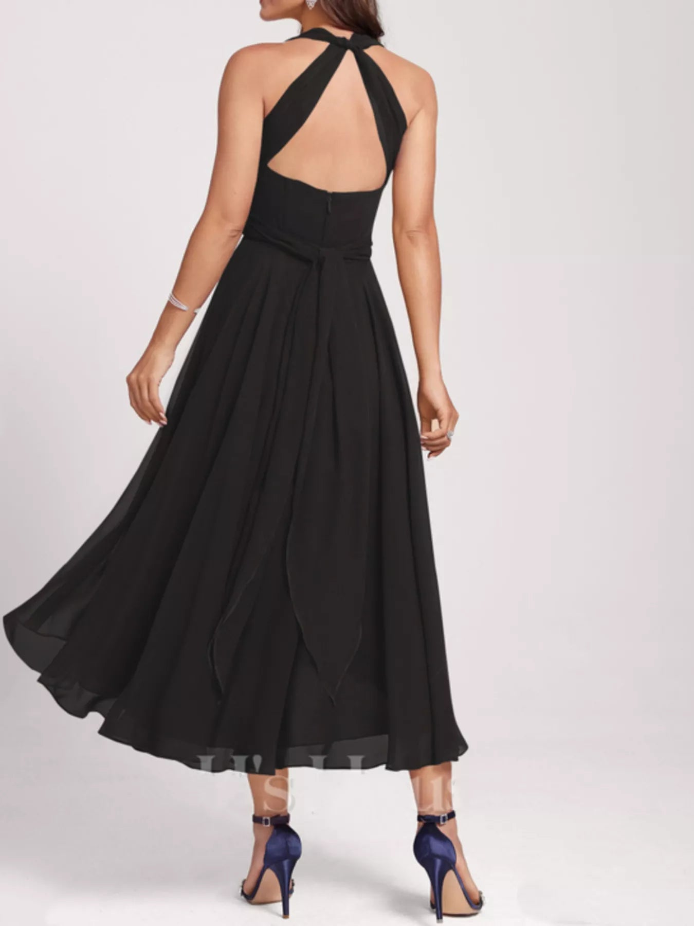 Ruched Crisscross A Line Midi Dress