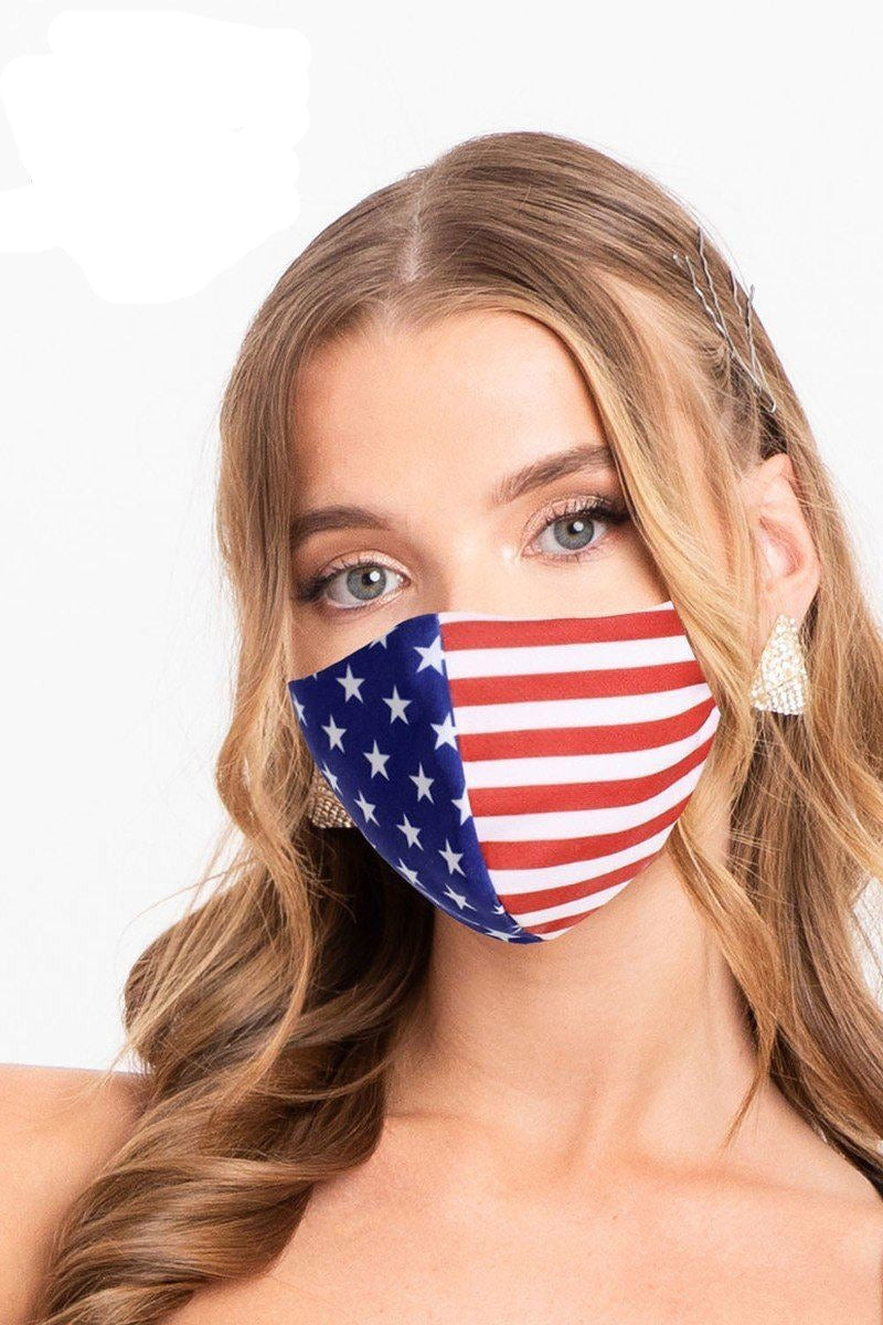 Made In Usa / Fashionable USA Flag 3d Reusable Face Mask Set of 3 Masks