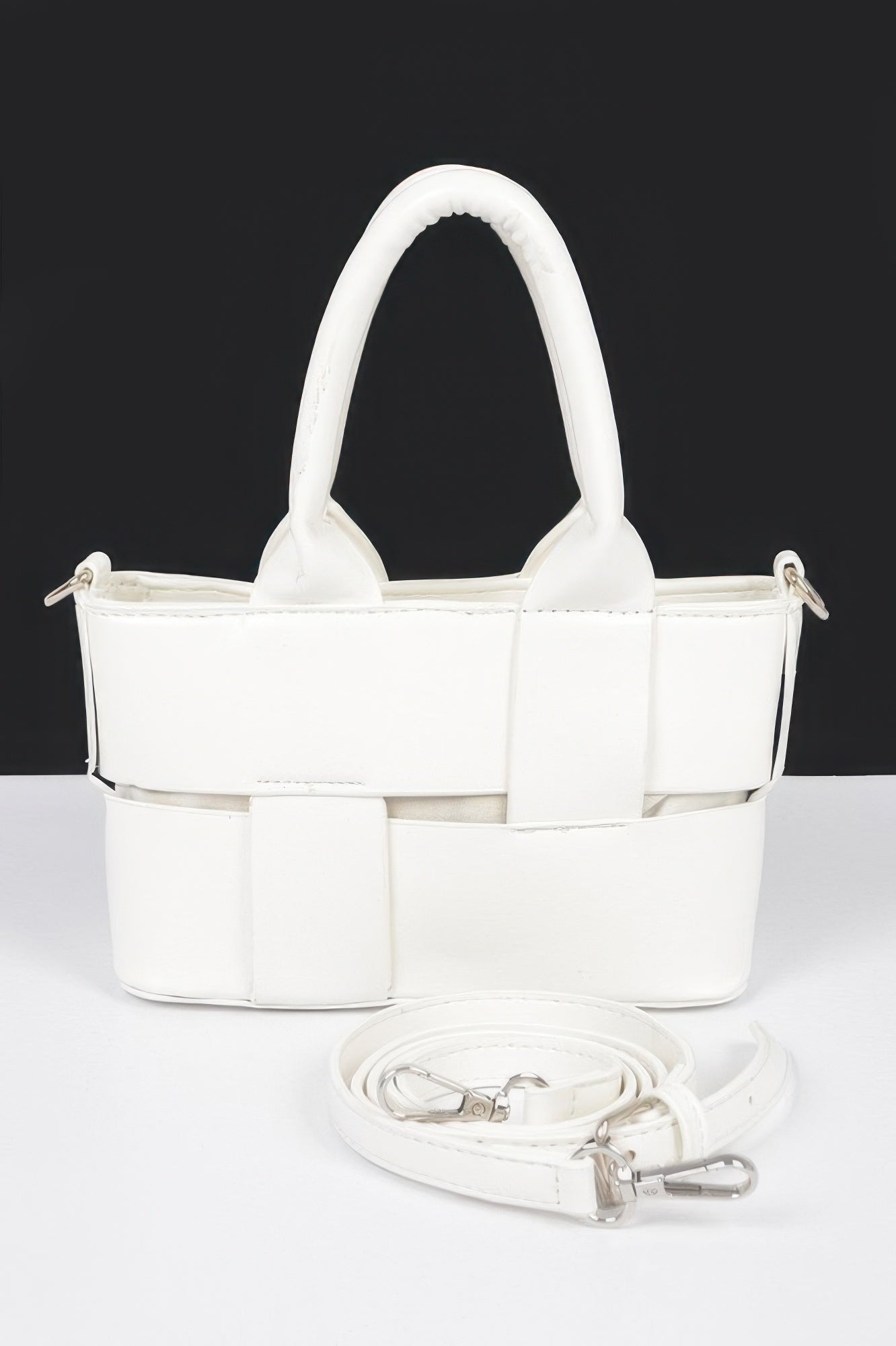 Faux Leather Braided Small Tote Bag