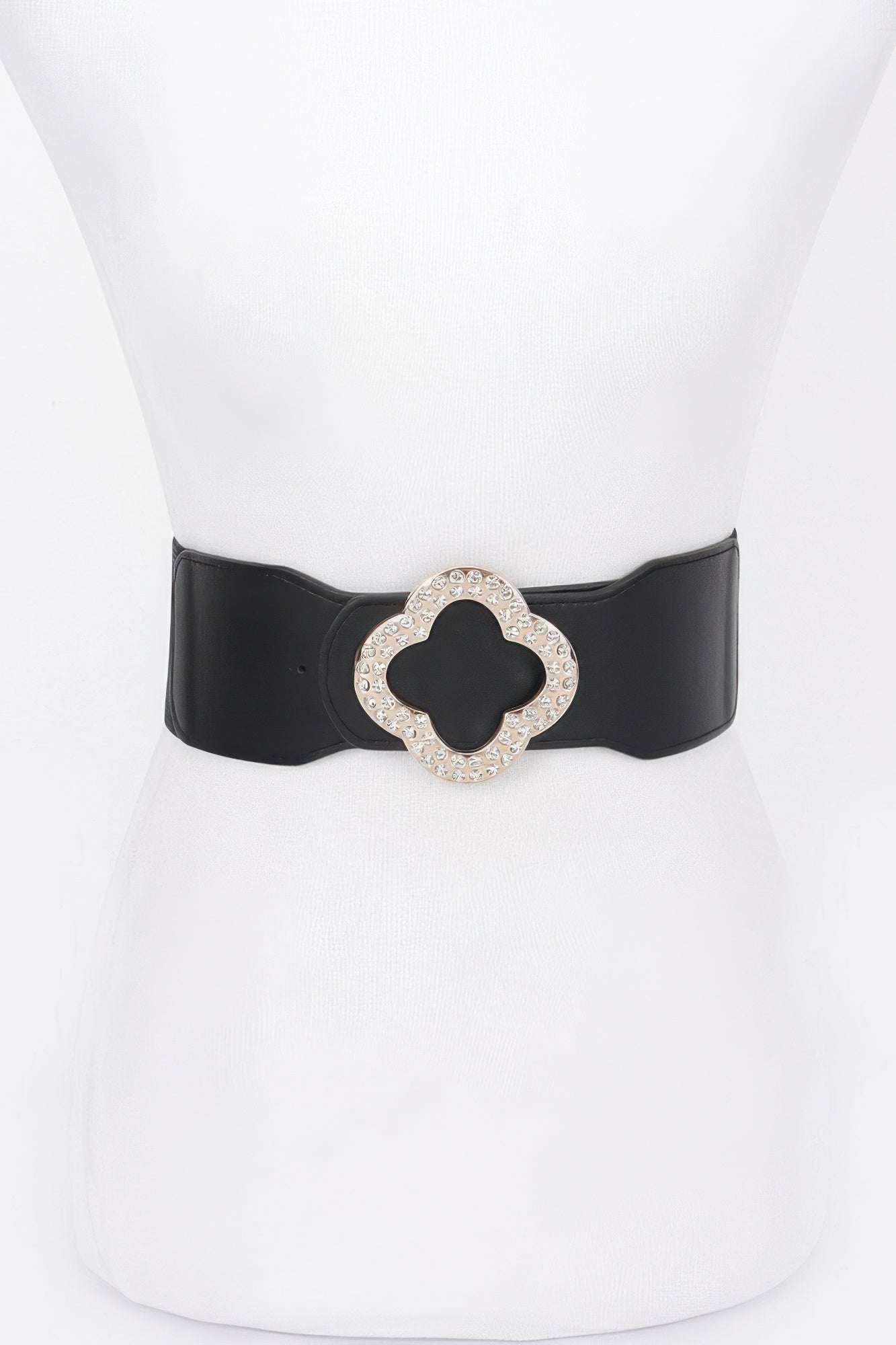 Faux Leather Metal Metal Buckle Stretch Belt