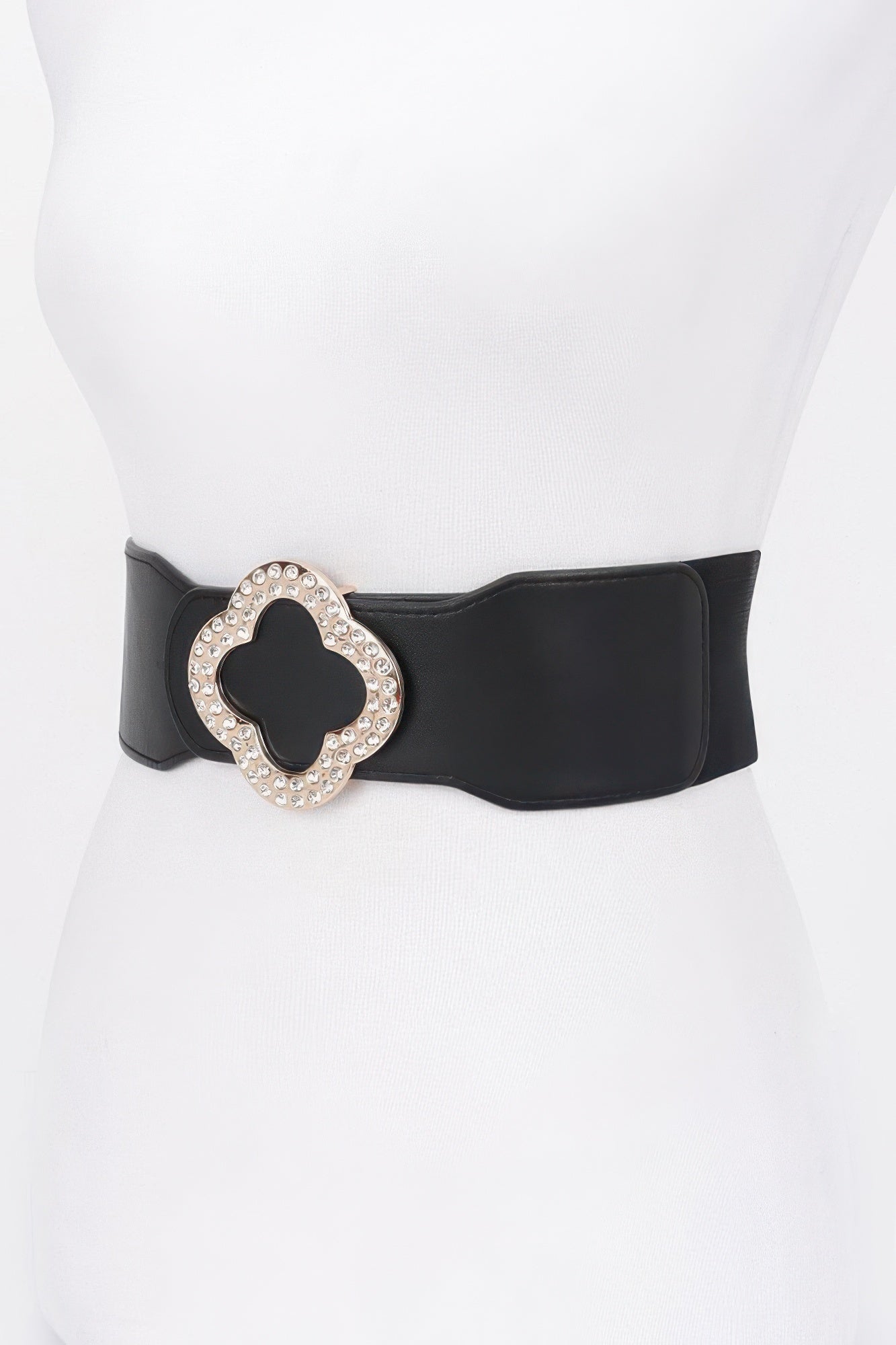 Faux Leather Metal Metal Buckle Stretch Belt