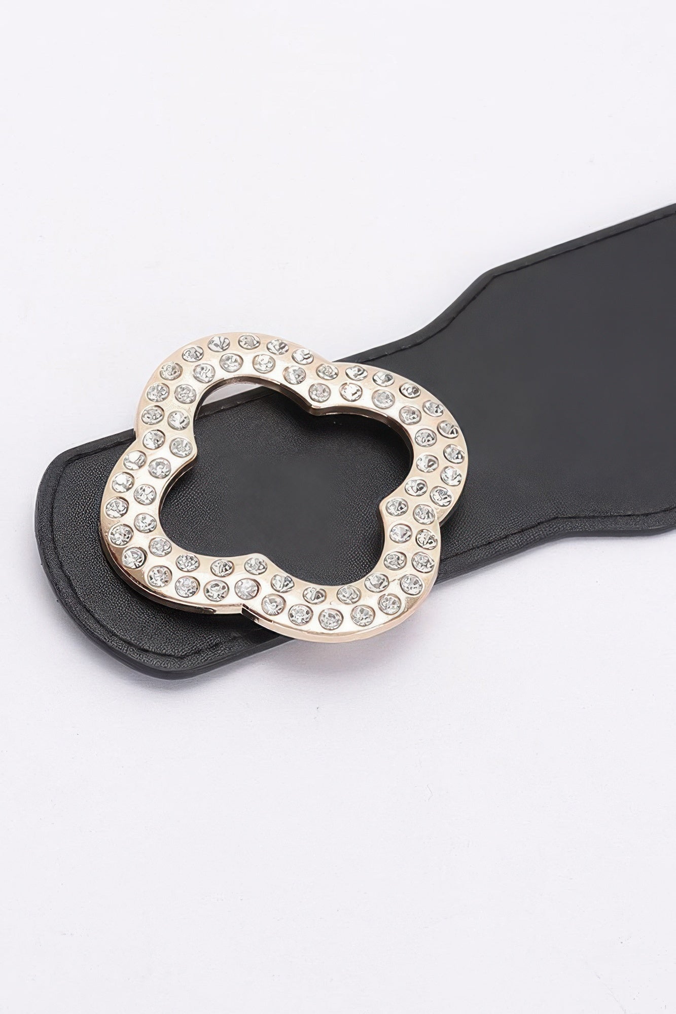 Faux Leather Metal Metal Buckle Stretch Belt