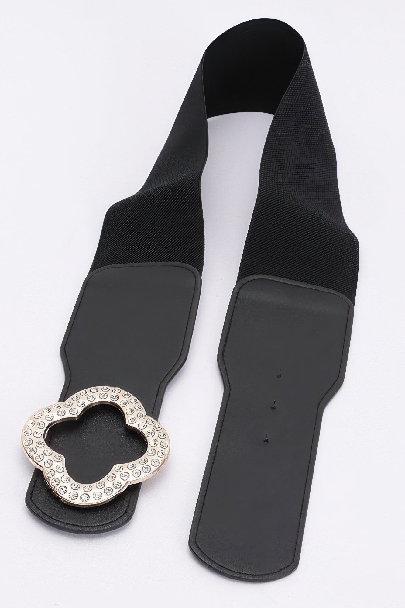 Faux Leather Metal Metal Buckle Stretch Belt