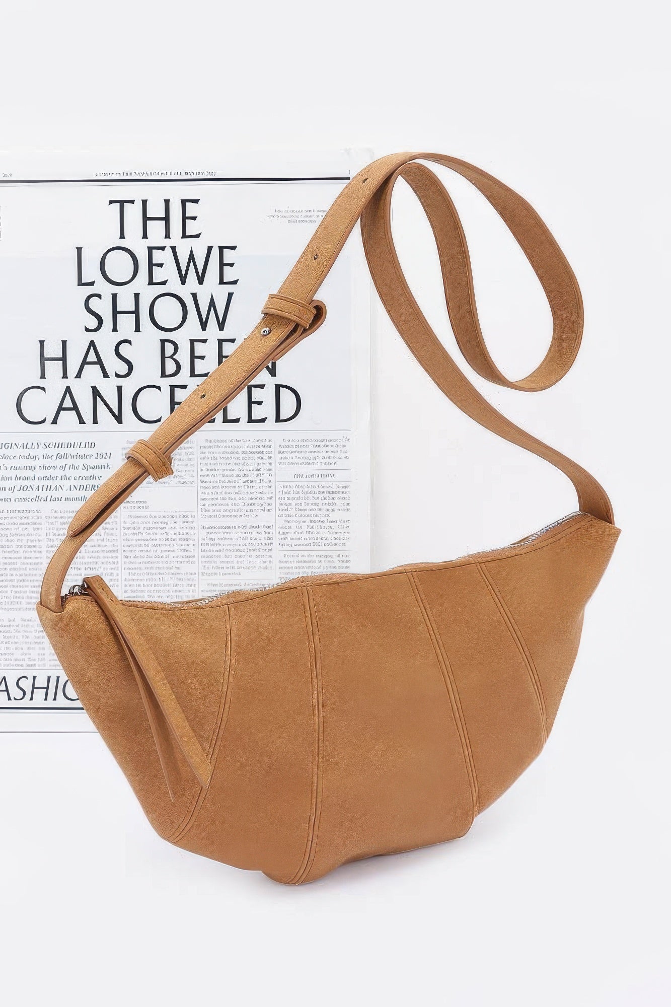 Faux Suede Croissant Bag