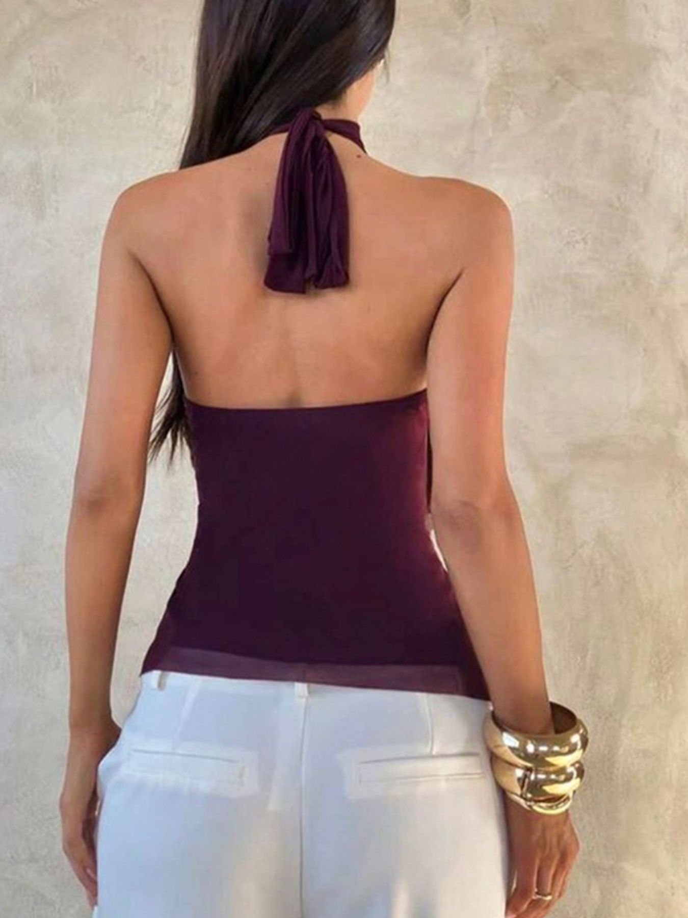 Ruffled Halter Neck Cami Top