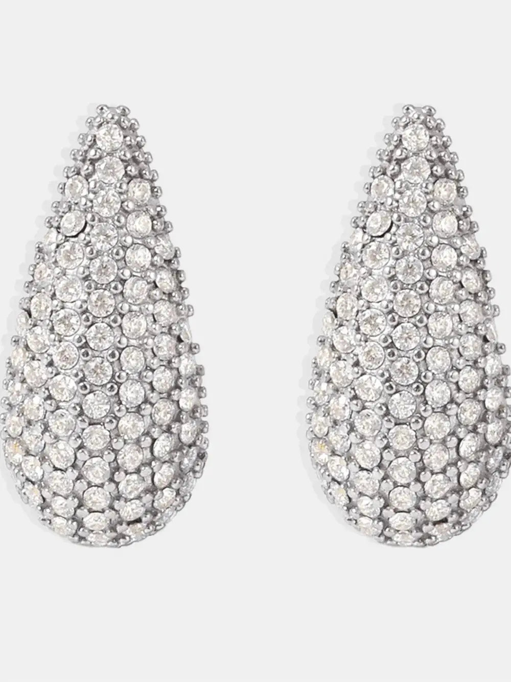 Stainless Steel Zircon Teardrop Stud Earrings – Multicolor & Crystal Options