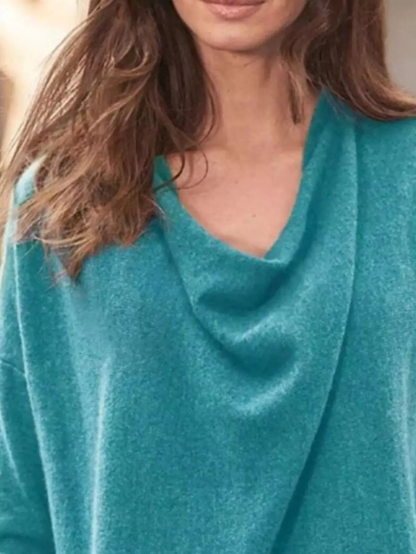 Full Size Cowl Neck Long Sleeve Top