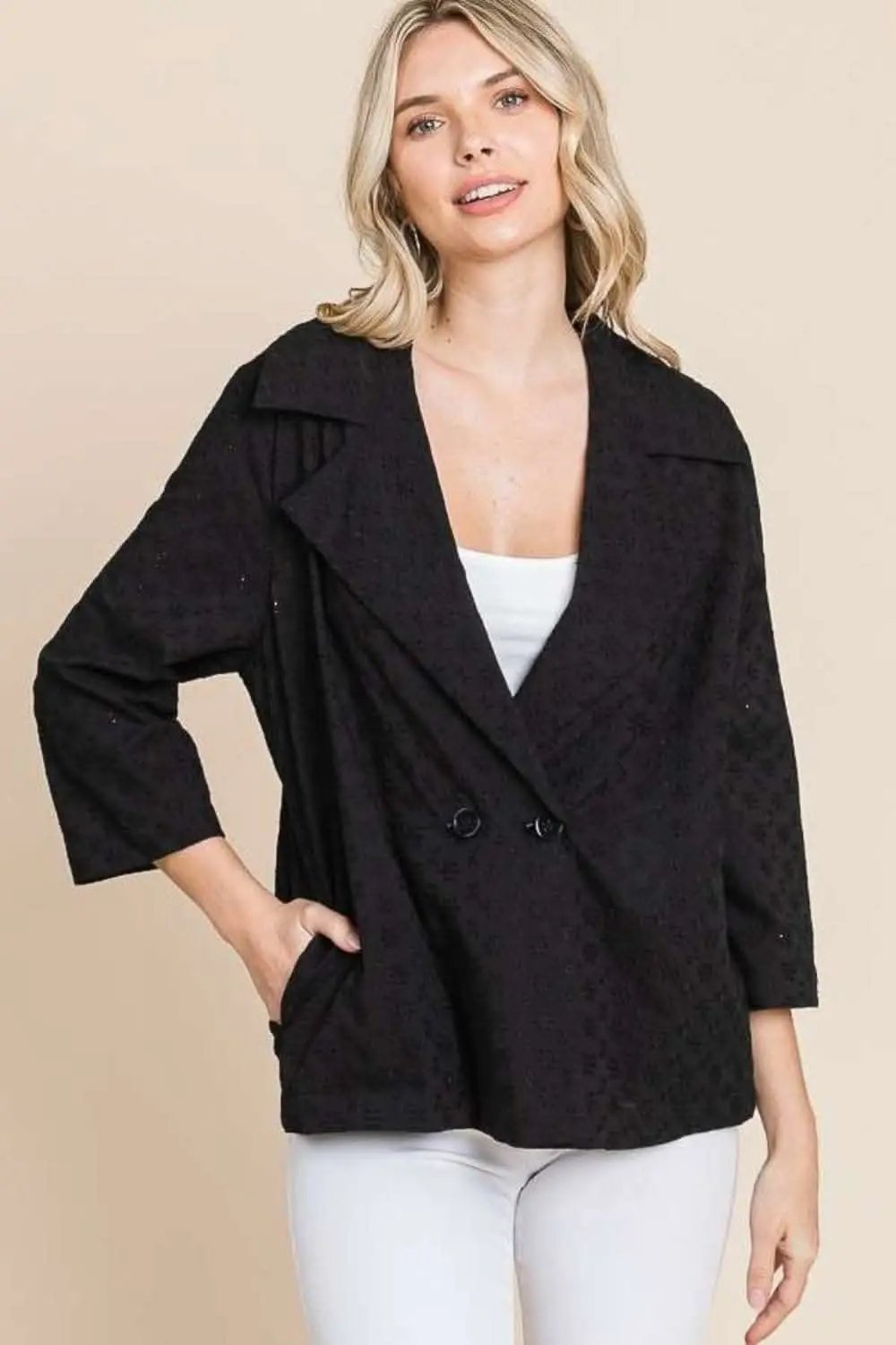 Women's Fashion Jacket Jacket - Eyelet Detail - Chic Style