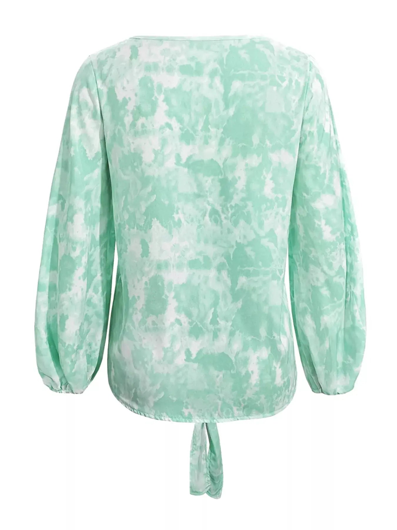 V-Neck Long Sleeve Tie Front Blouse