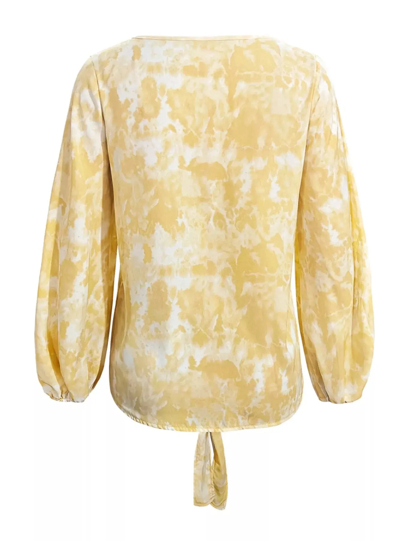 V-Neck Long Sleeve Tie Front Blouse
