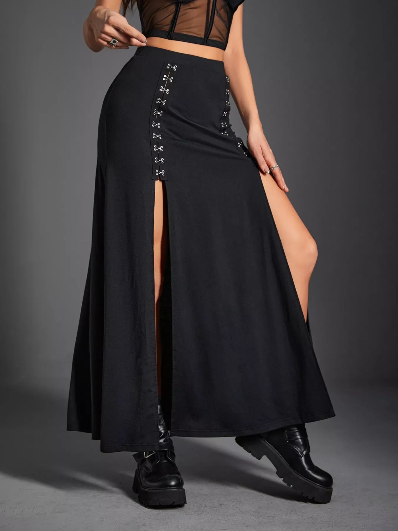 Double Slit High Waist Skirt