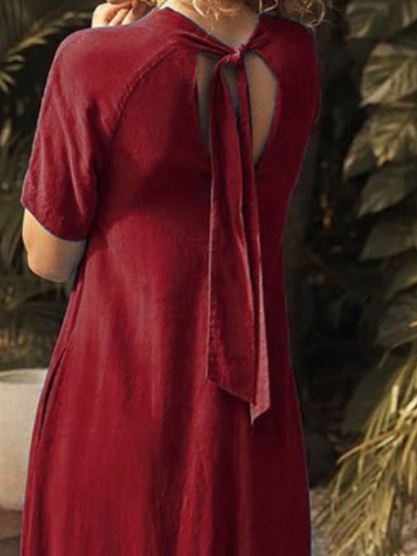 V Neck Short Sleeve Dress with Pockets