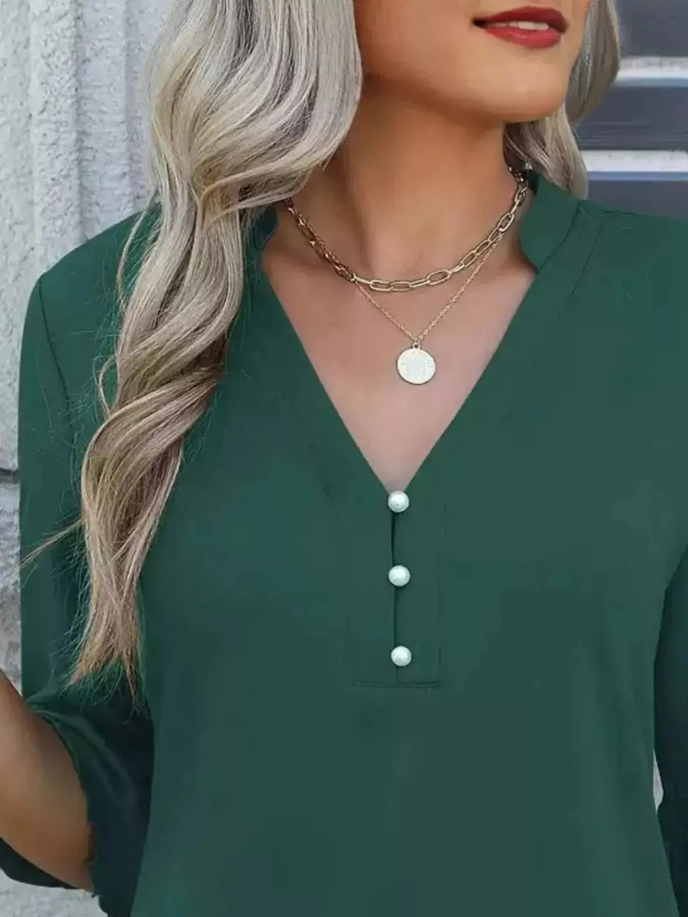 Full Size Notched Flounce Sleeve Blouse