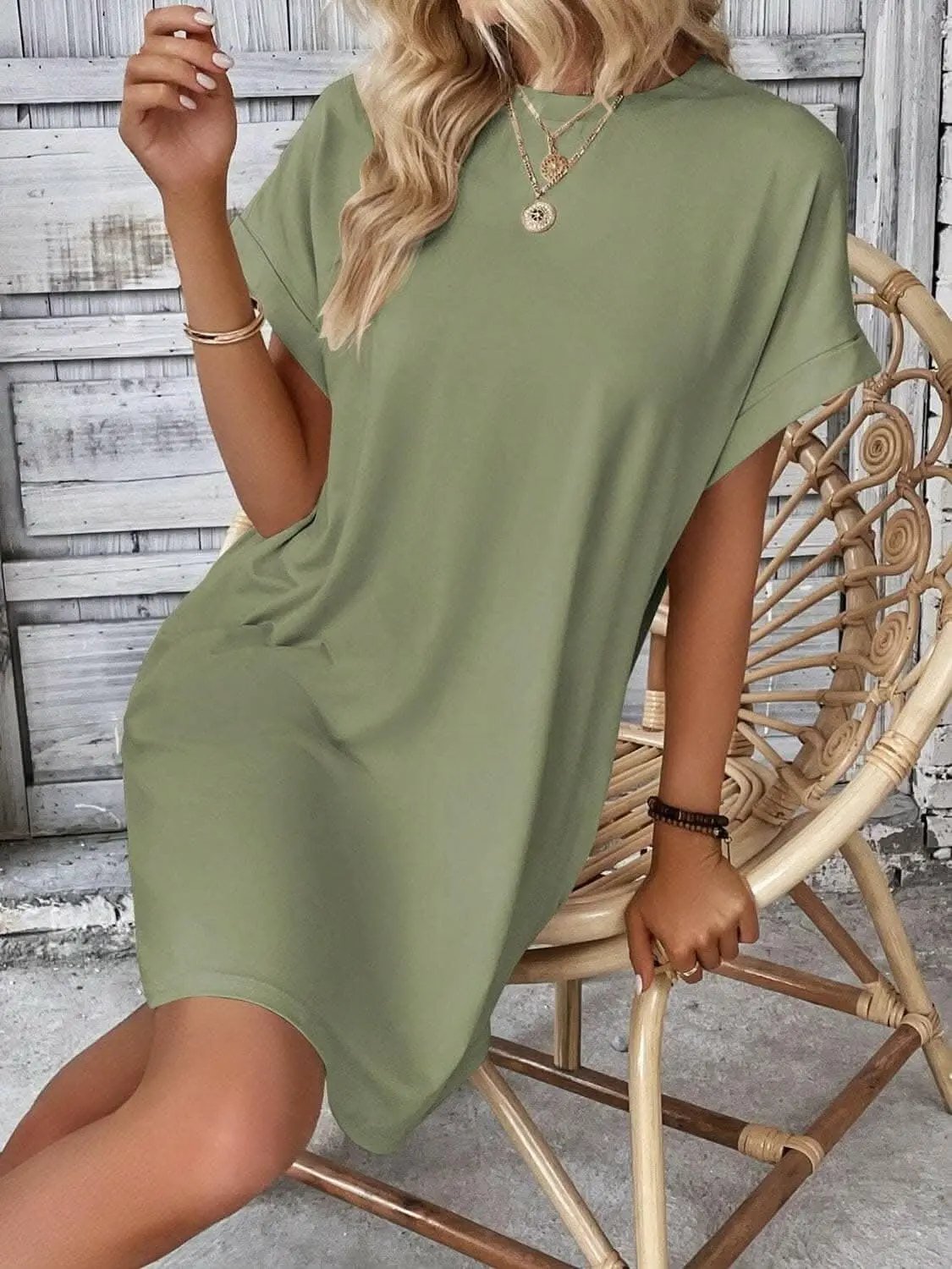Women's Mini Dress Round Neck by Trendsi | Light Gray