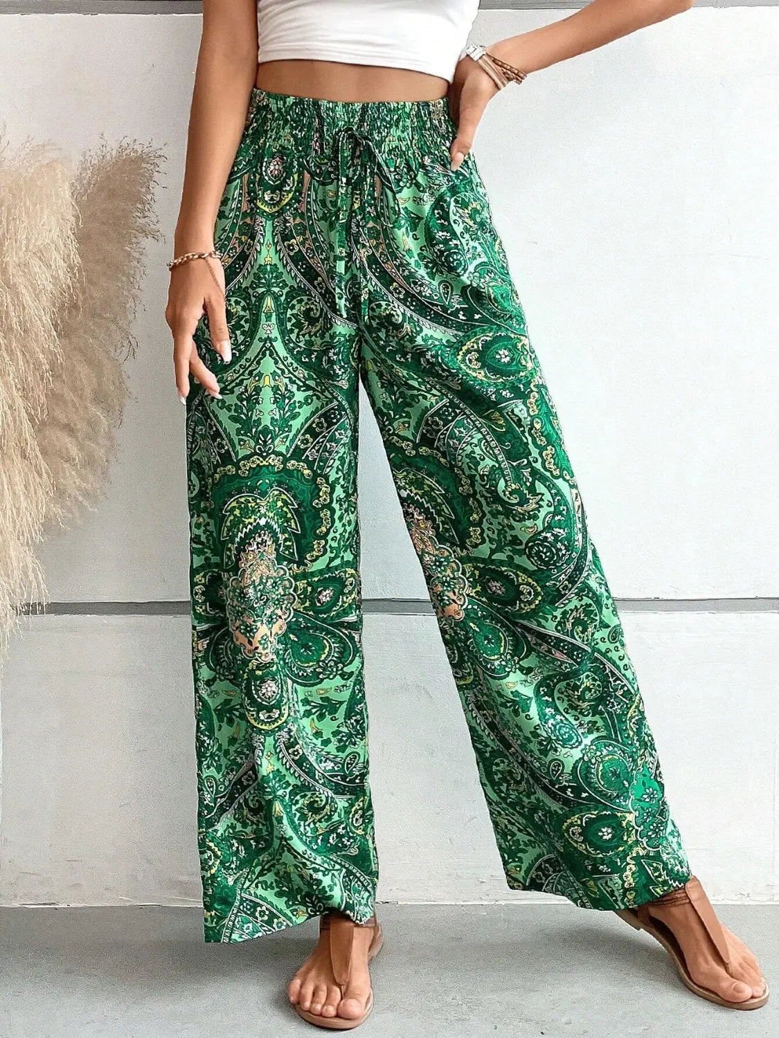 Boho Paisley Printed Wide Leg Pants