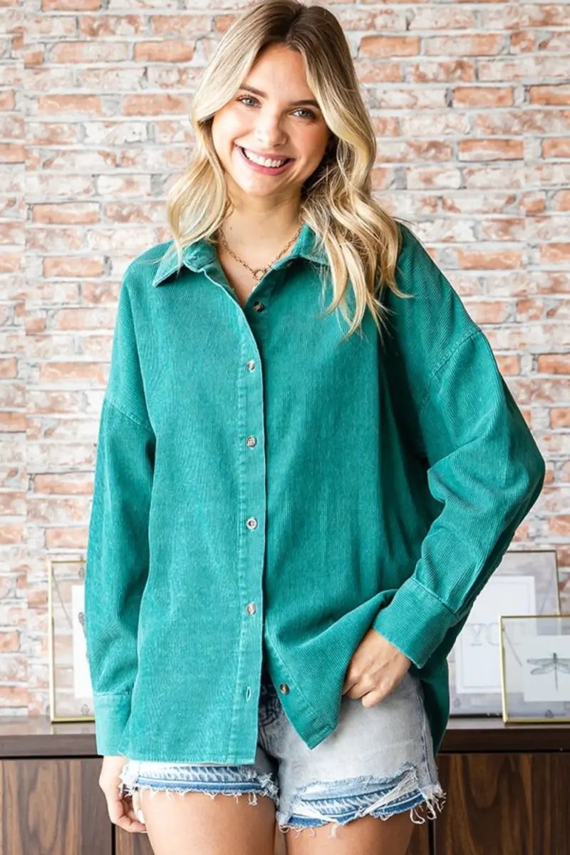 Accessories Trendsi Corduroy Shirt Women's Casual Button Down Top Soft & Comfy