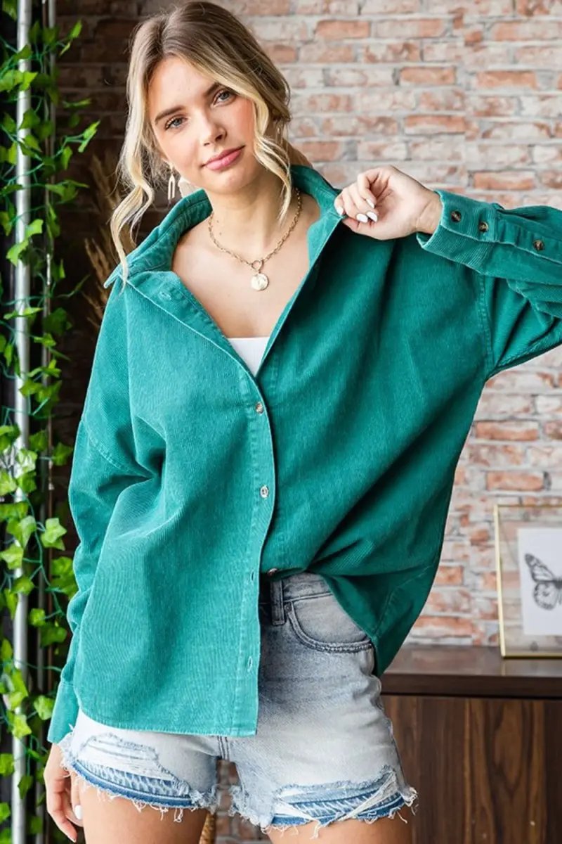 Accessories Trendsi Corduroy Shirt Women's Casual Button Down Top Soft & Comfy