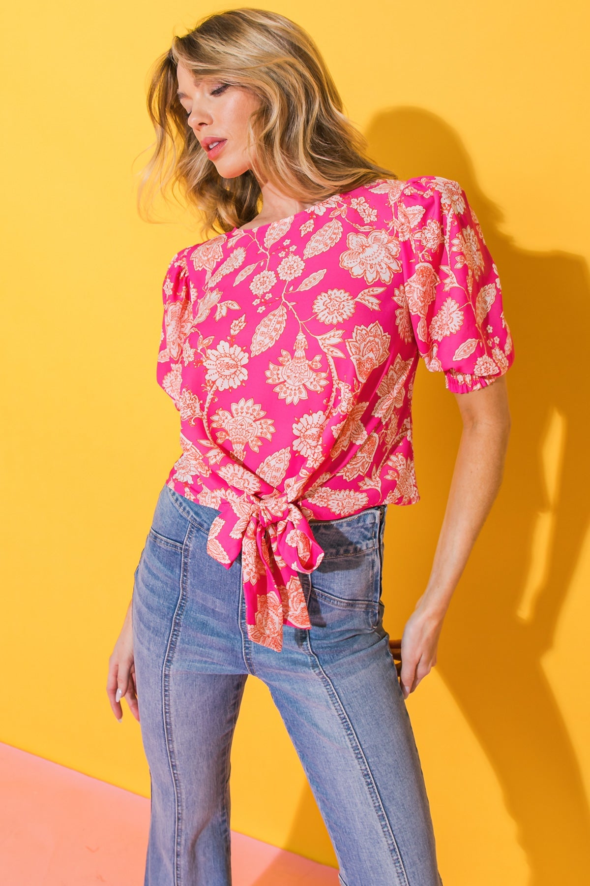 REMARKABLE ENTRANCE WOVEN TOP