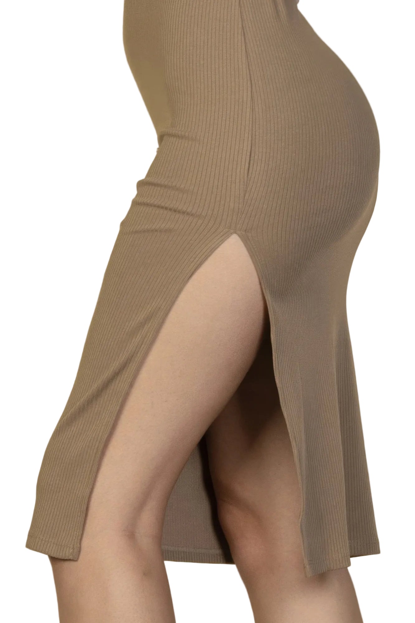 Sleeveless Tank Side Slit Ribbed Bodycon Midi Dress