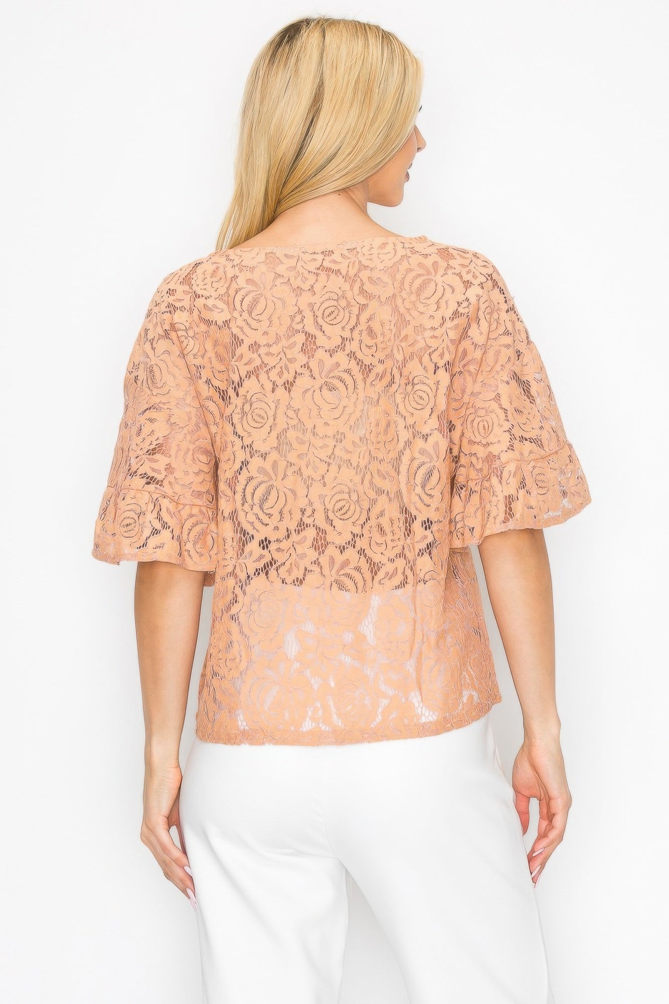 Floral Embroidered Crochet Lace Boxy Blouse Top