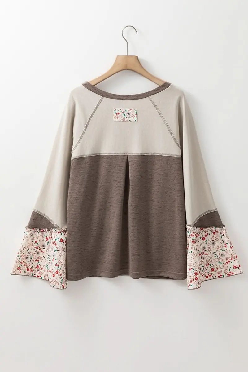 T-Shirts Trendsi Floral Half Button Women's Casual Long Sleeve T-Shirt - Soft & Stylish