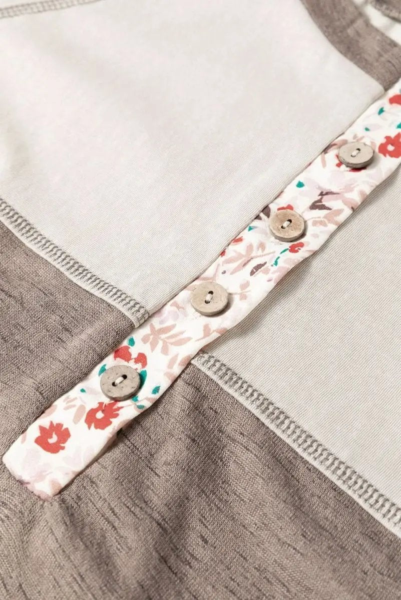 T-Shirts Trendsi Floral Half Button Women's Casual Long Sleeve T-Shirt - Soft & Stylish