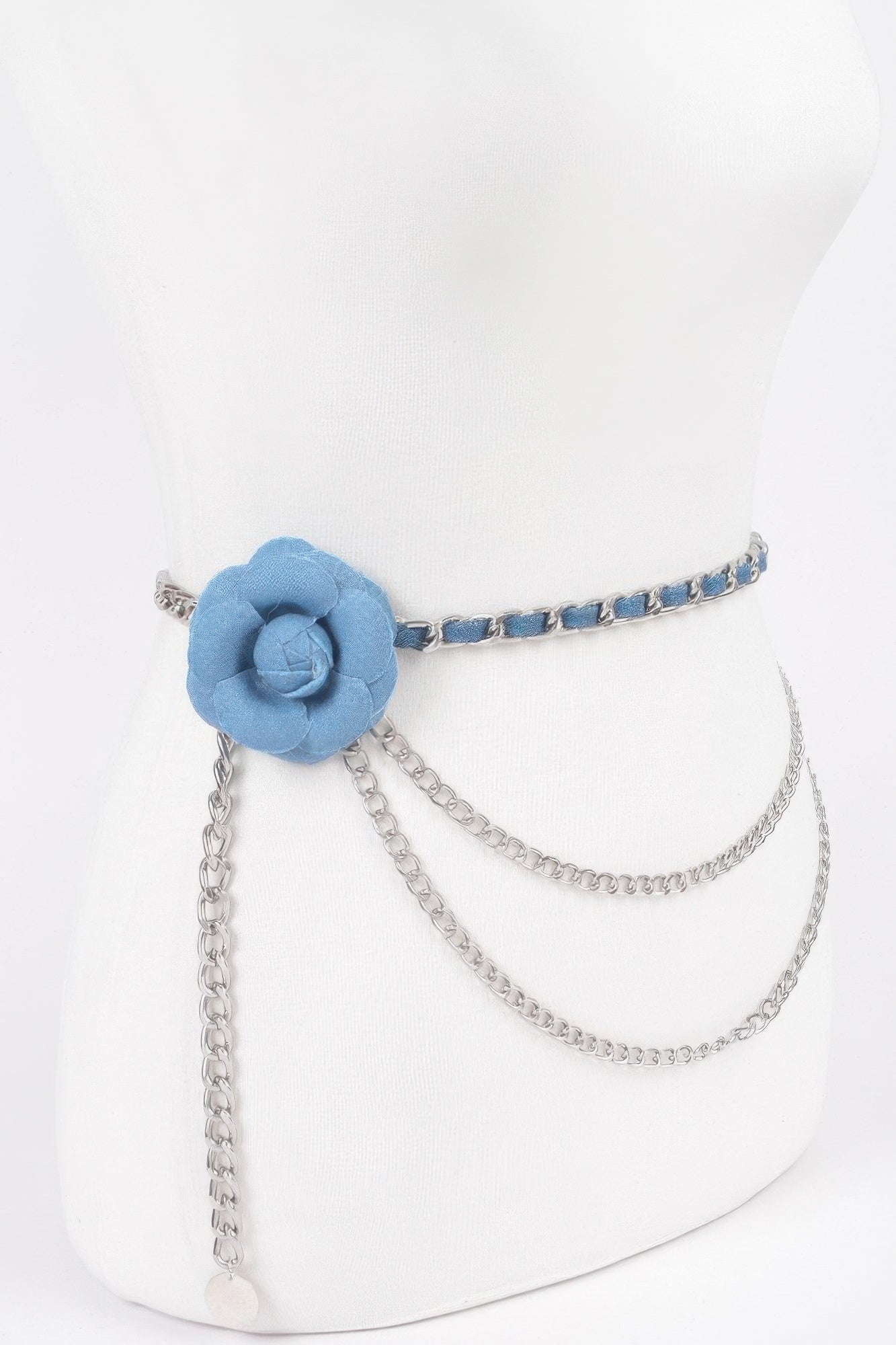 Flower Metal Double Layered Chain Belt
