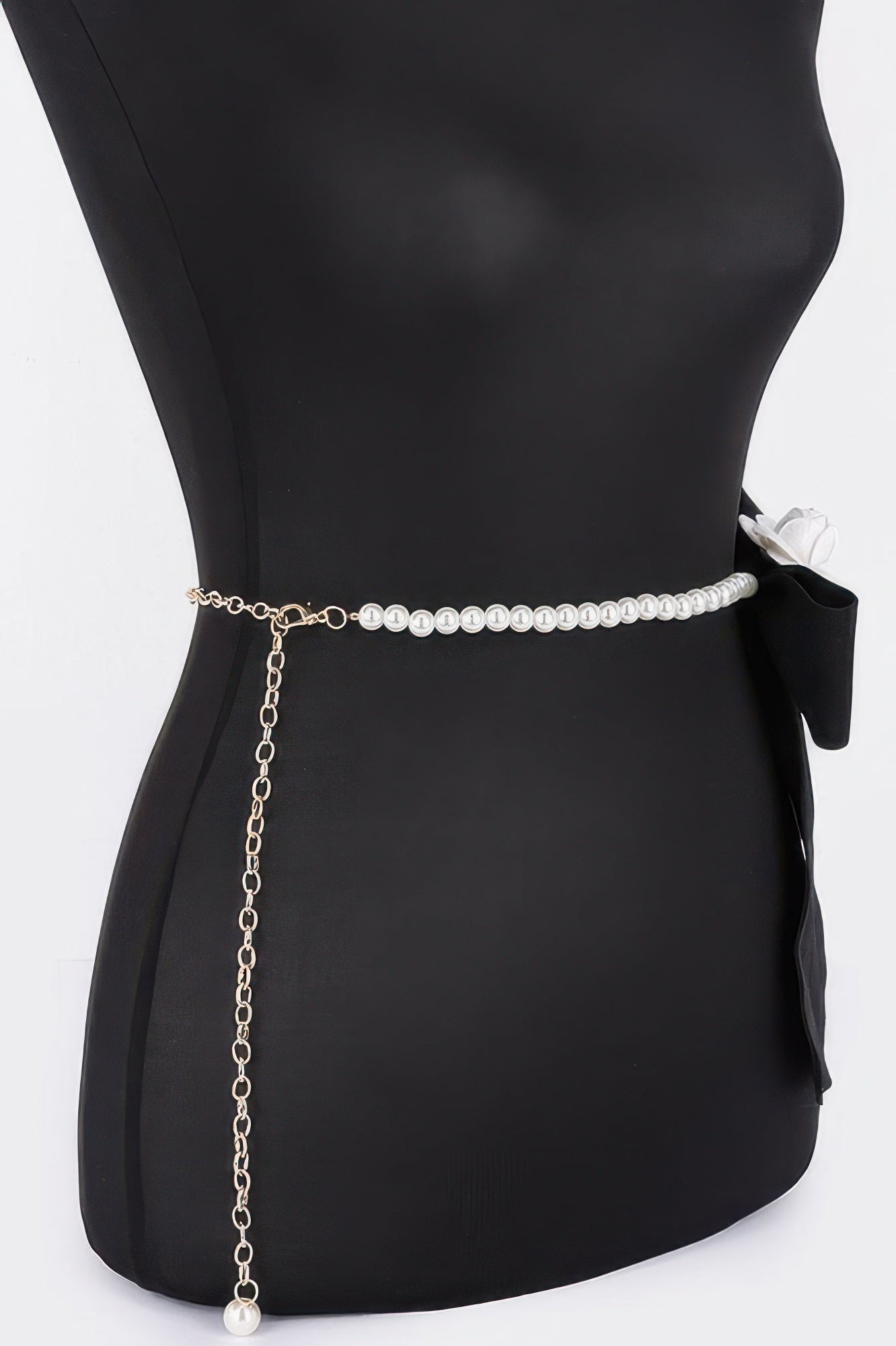 Flower Ribbon Faux Pearl Belt