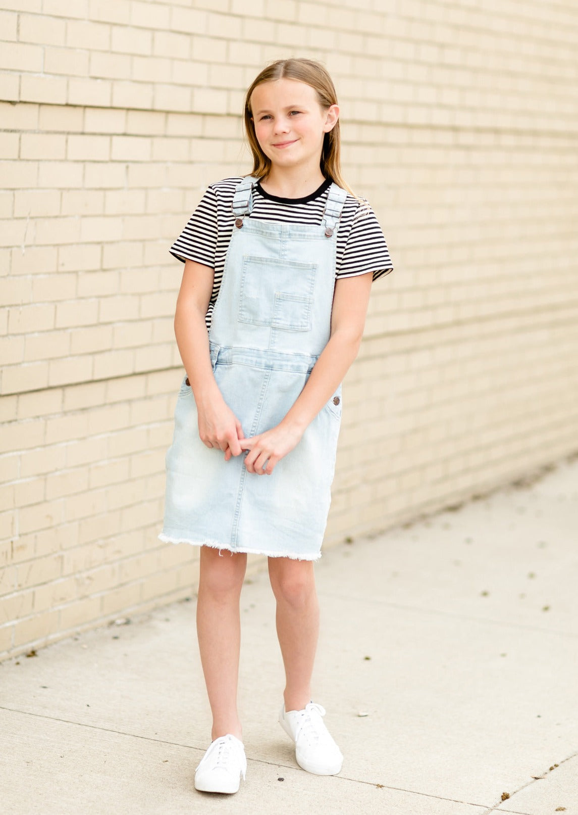 Girl's Aria Denim Overall Jumper Dress