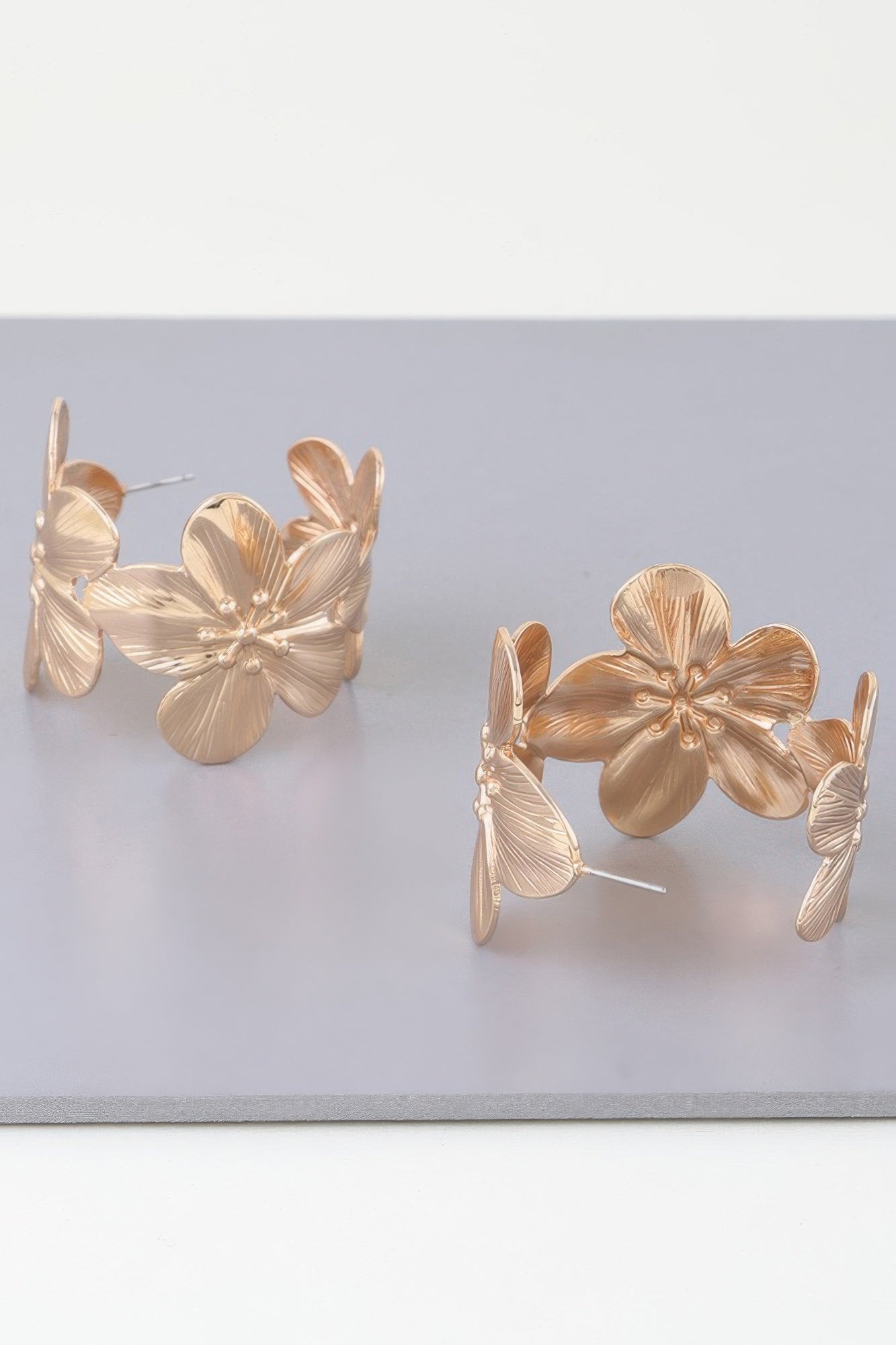 Gold Floral Hoop Earrings