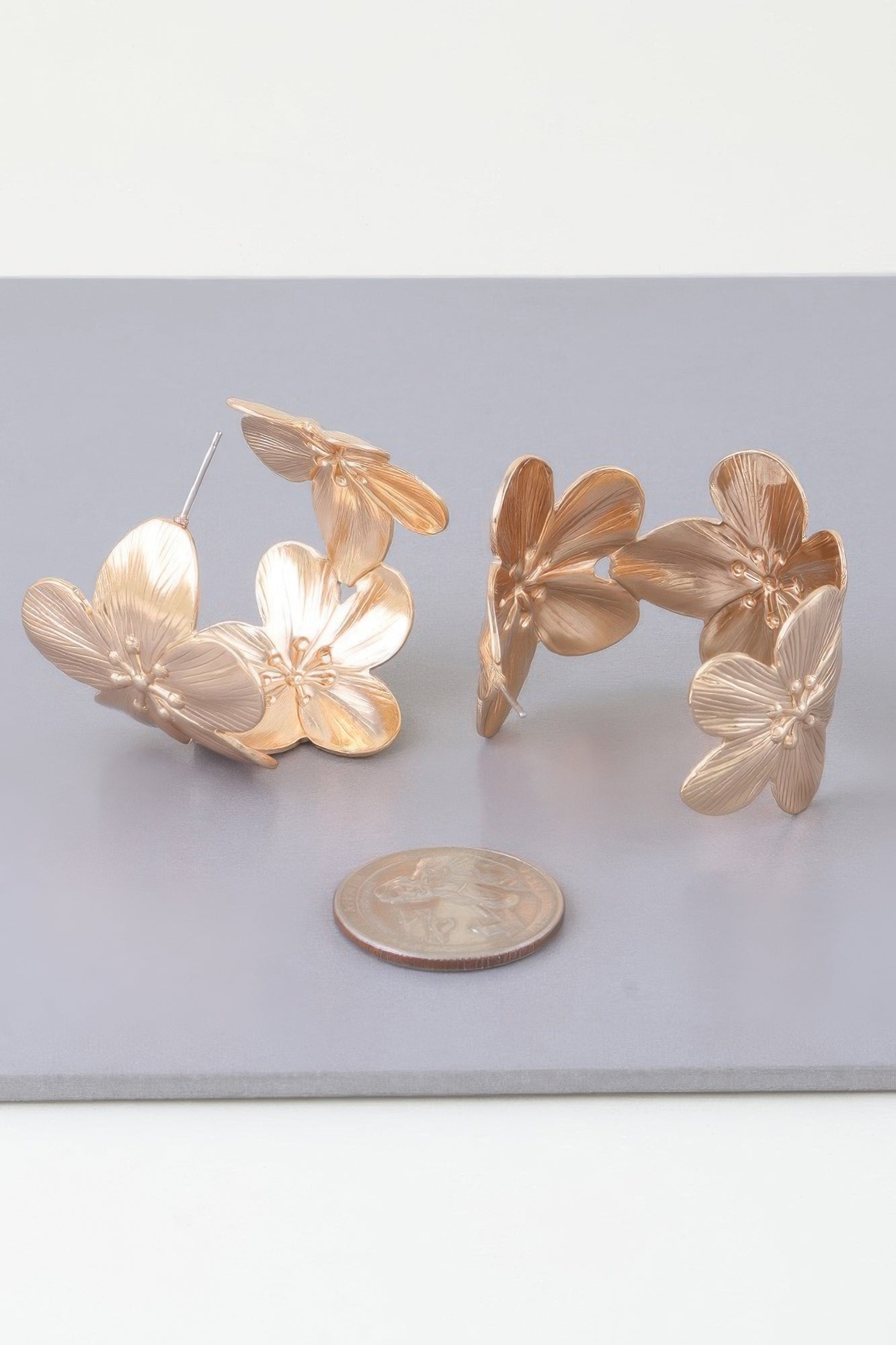 Gold Floral Hoop Earrings