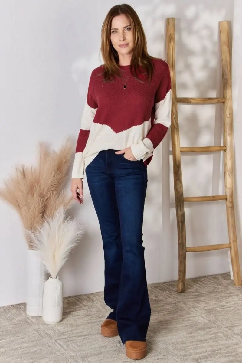 Women's Color Block Knit Sweater | Lovesalve WS