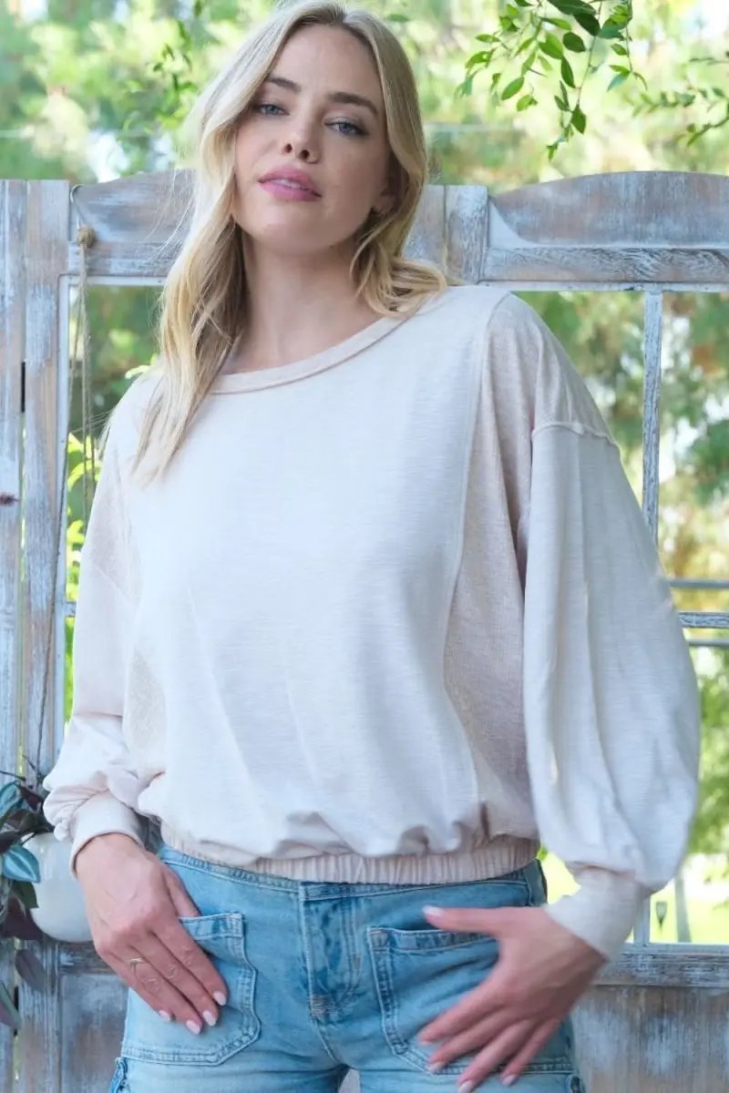 Sweaters Trendsi Ribbed Knit Two Tone Top Women's Casual Shirt Soft & Stylish