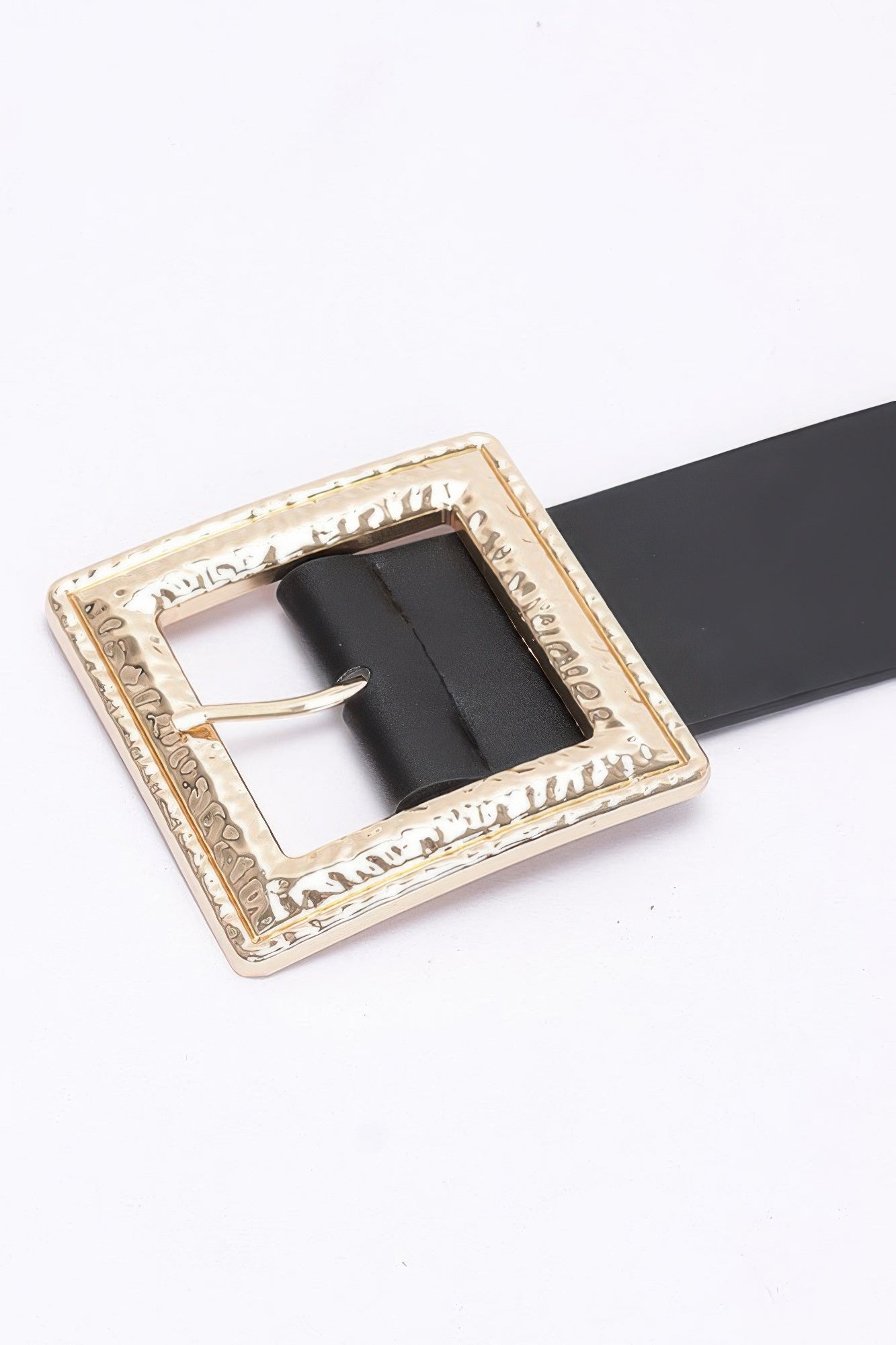 Hammered Metal Buckle Stretch Belt