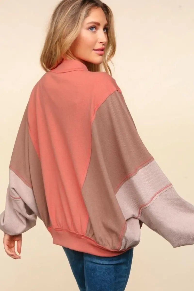 Women's Bomber Jacket Bomber Jacket - Color Block & Side Pockets - Women's Outerwear