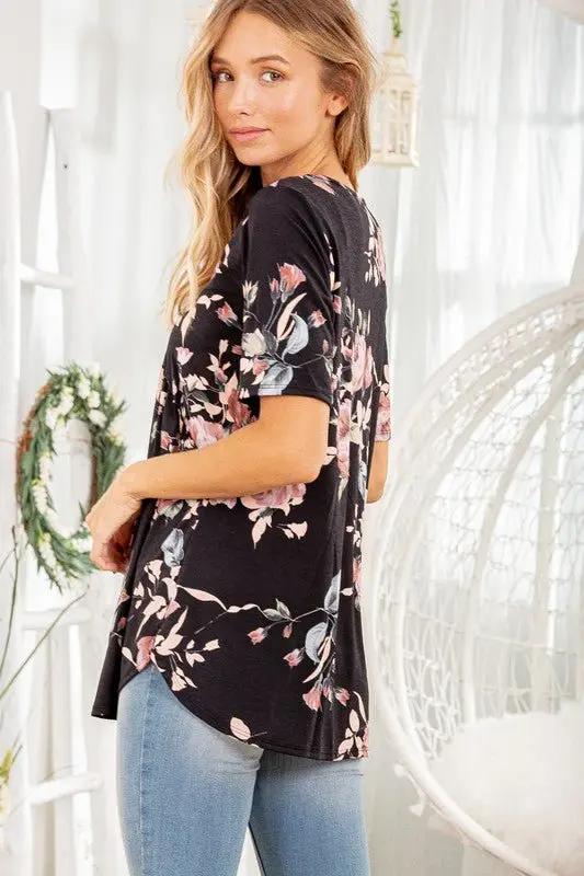 Shorts Trendsi Floral Crisscross Top Women's Plus Size Babydoll Shirt Cute & Comfy