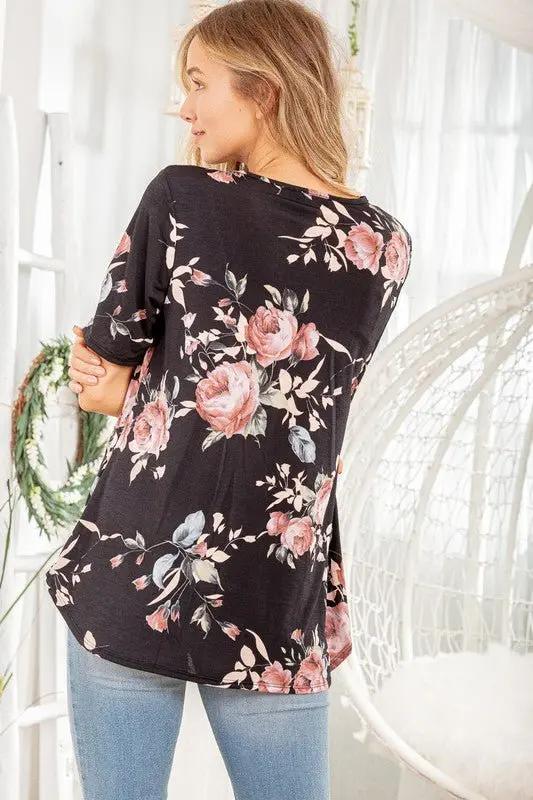 Shorts Trendsi Floral Crisscross Top Women's Plus Size Babydoll Shirt Cute & Comfy