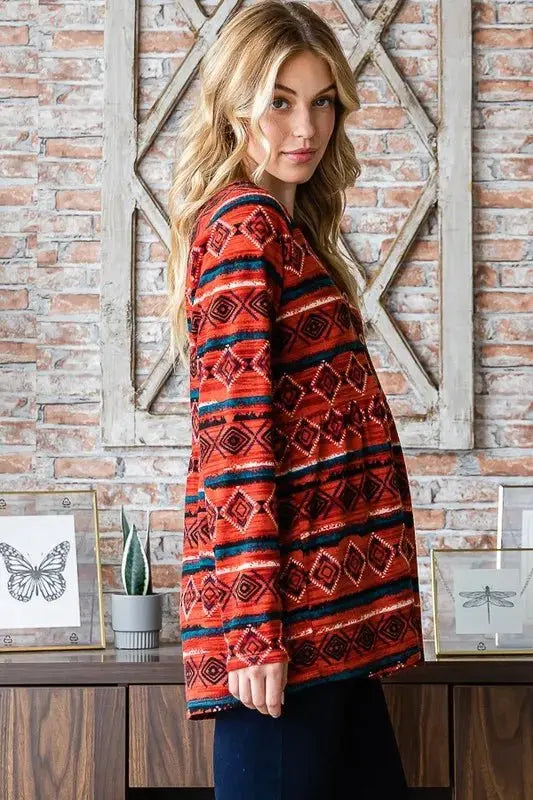 Accessories Trendsi Heimish Geometric Button Top Women's Casual Long Sleeve Tee - Soft & Stylish