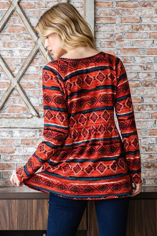 Accessories Trendsi Heimish Geometric Button Top Women's Casual Long Sleeve Tee - Soft & Stylish