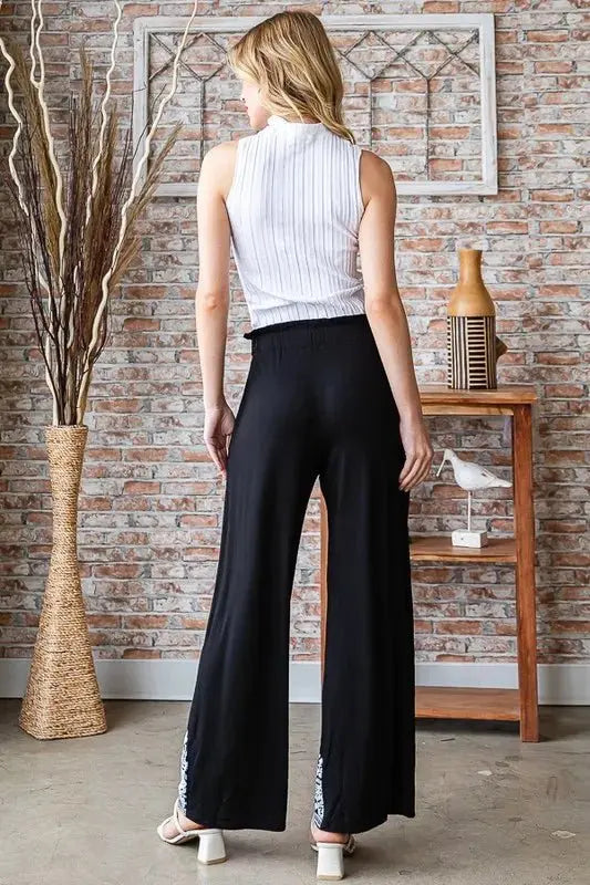 Trendsi Damask Pants Women's Casual Plus Size Wide Leg Trousers Comfy Fit