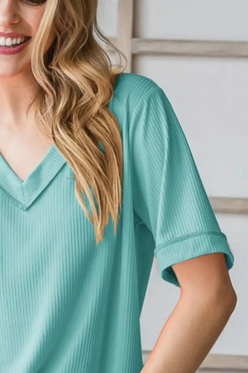 T-Shirts & Tops V-Neck Tee - Soft & Comfy Plus Size - Casual Heimish Style