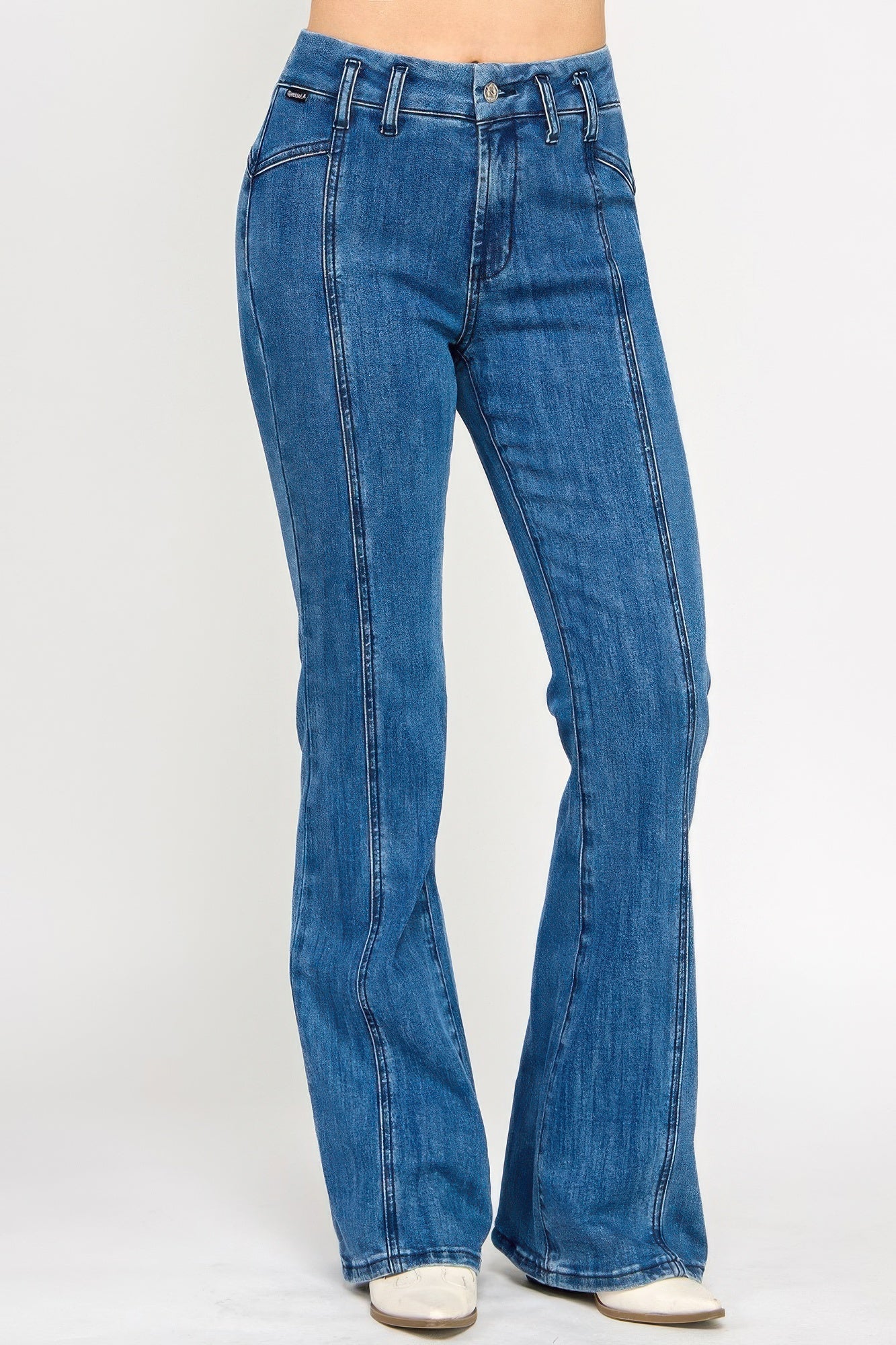 Hige Rise Seam Detail Bell Bottom