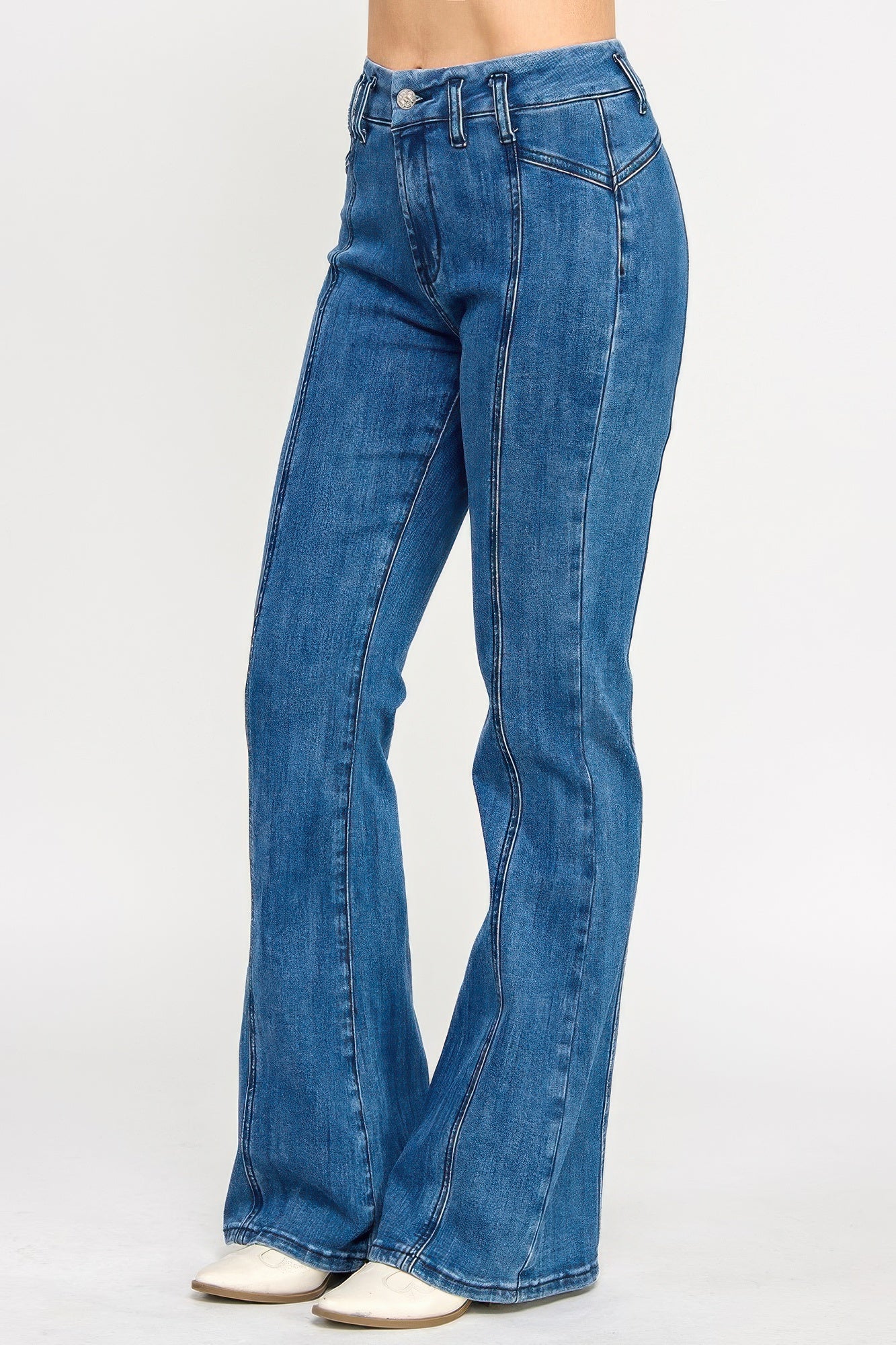 Hige Rise Seam Detail Bell Bottom