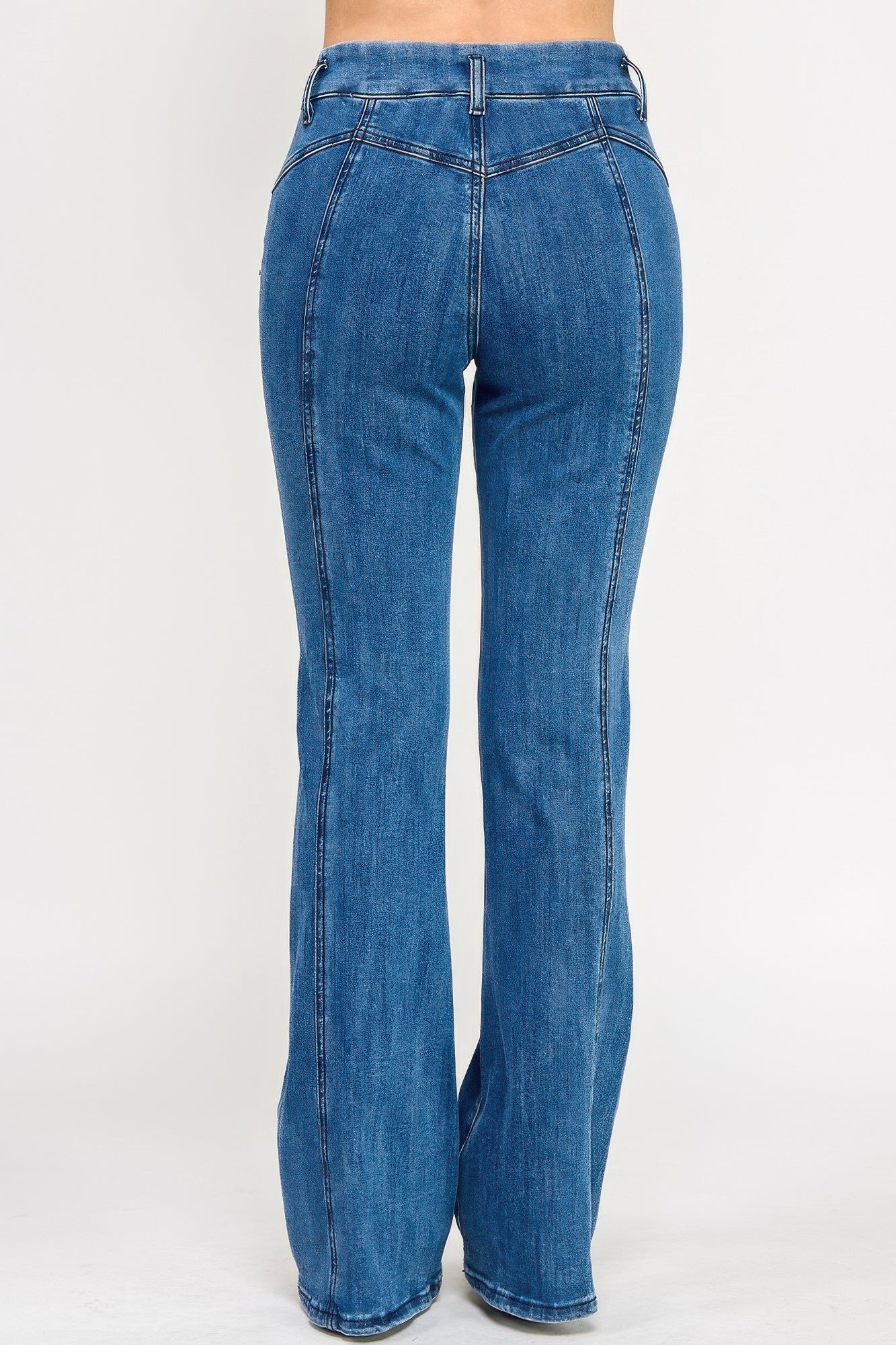 Hige Rise Seam Detail Bell Bottom